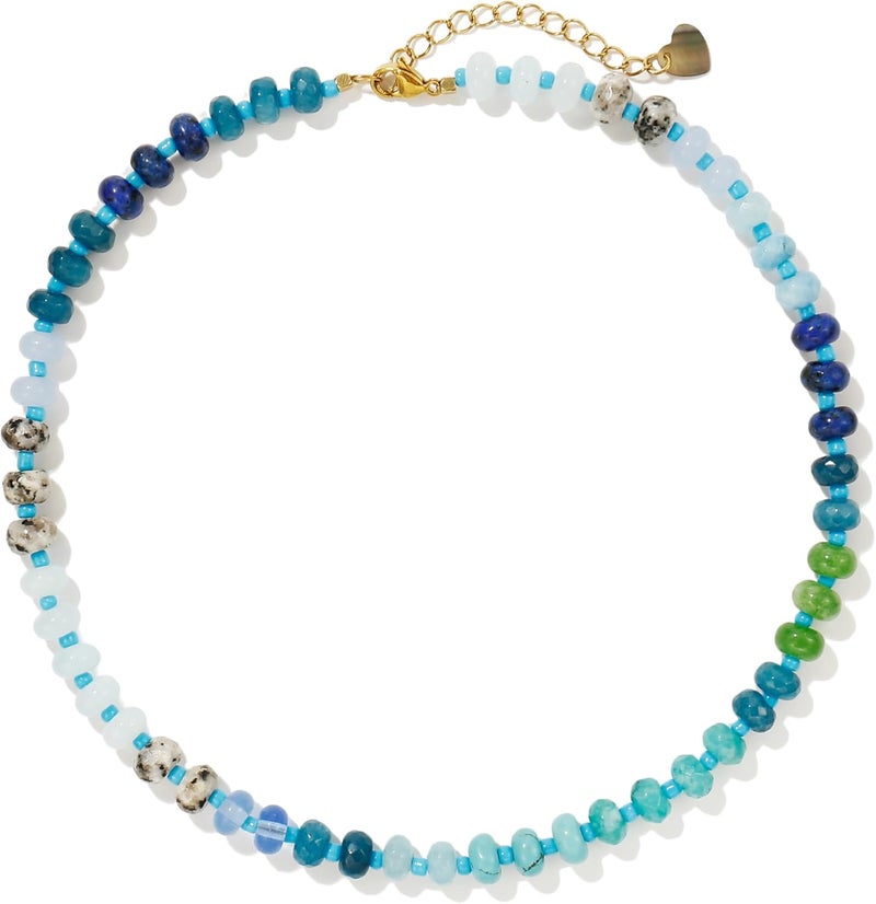 Badu Gemstone Beaded Necklace for Women Colorful Natural Stone Freshwater Pearl Surfer Beach Rainbow Necklace Jewelry Gift - Image 5